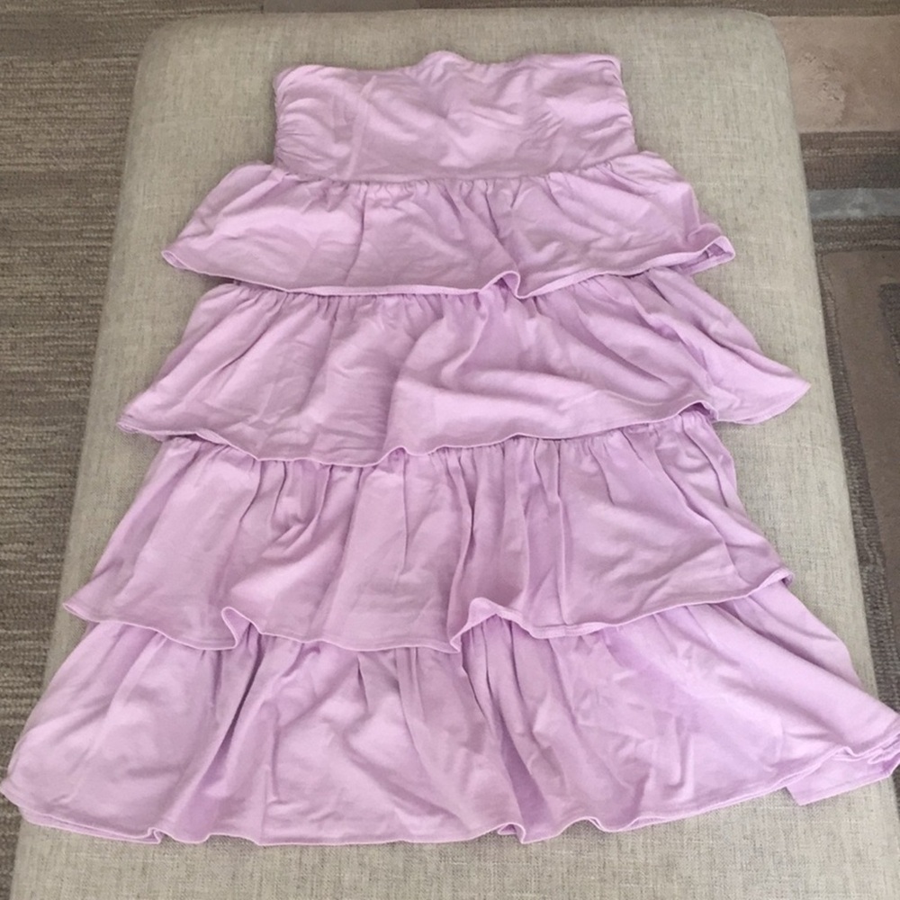J Crew Lilac ruffle tiered strapless dress - Picture 2 of 5